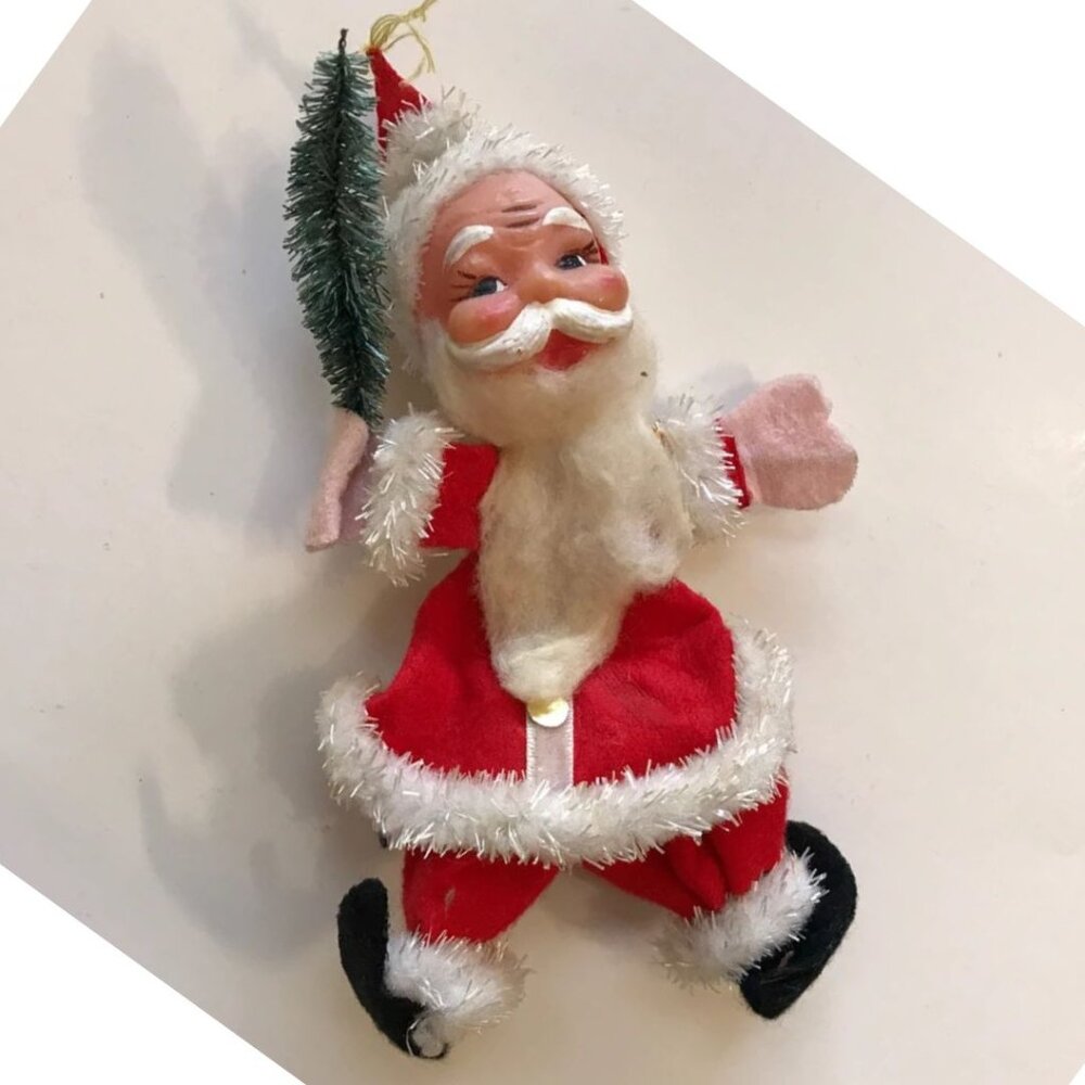 Vintage Christmas Santa Claus Ornament 50s 60s Holiday Decor